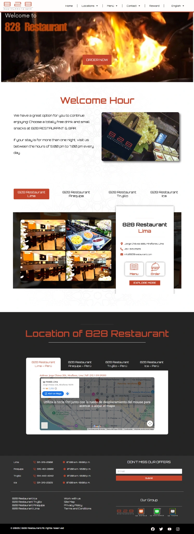 828 Restaurant homepage