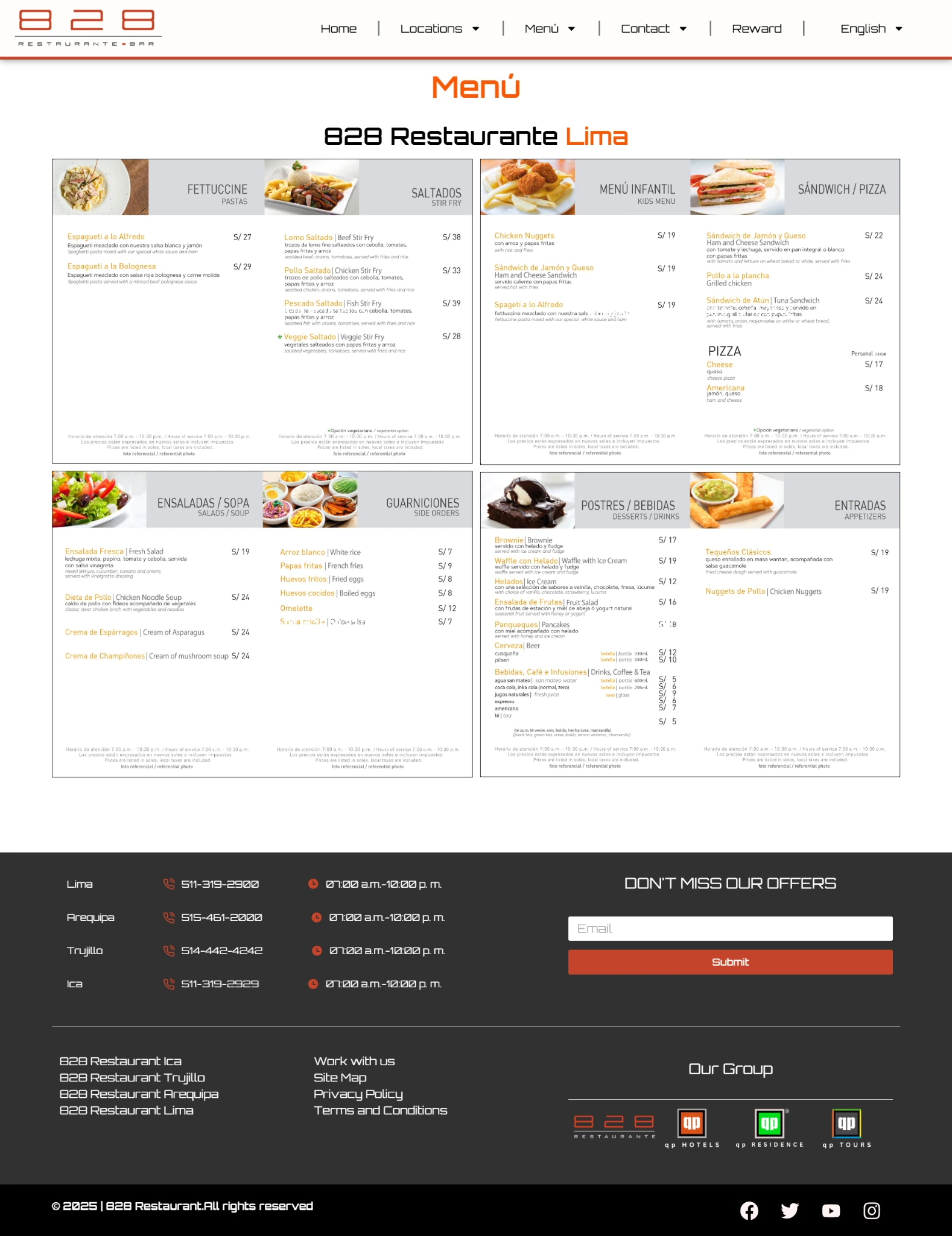 828 Restaurant detail page