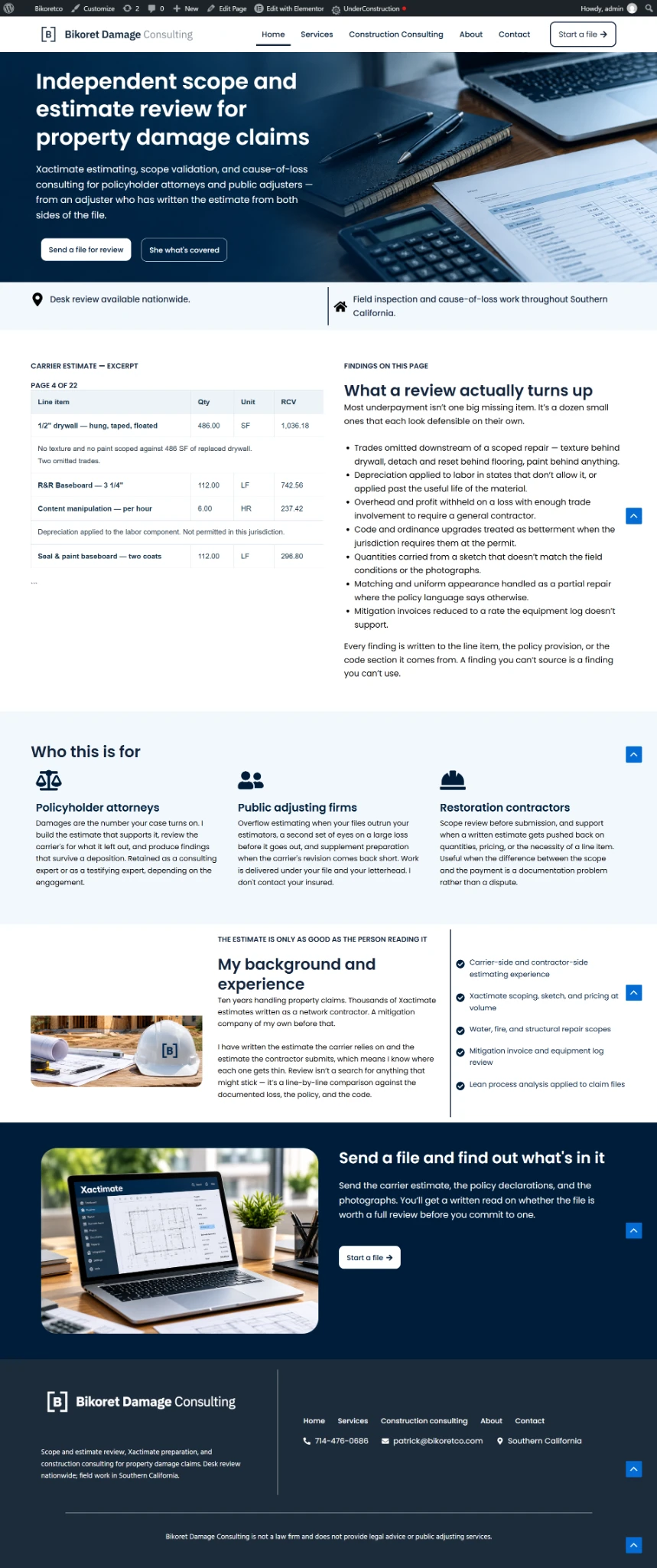 Bikoret Damage Consulting homepage