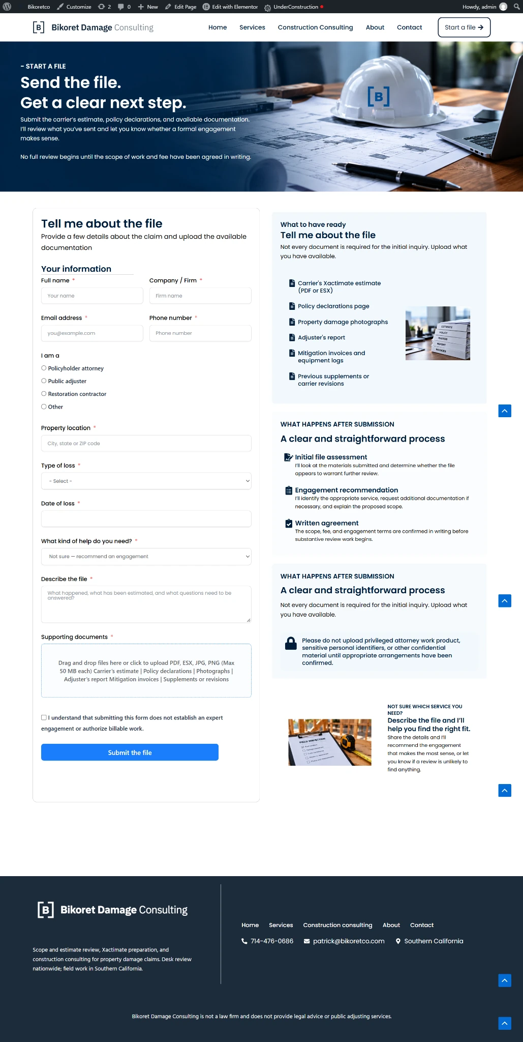 Bikoret Damage Consulting detail page