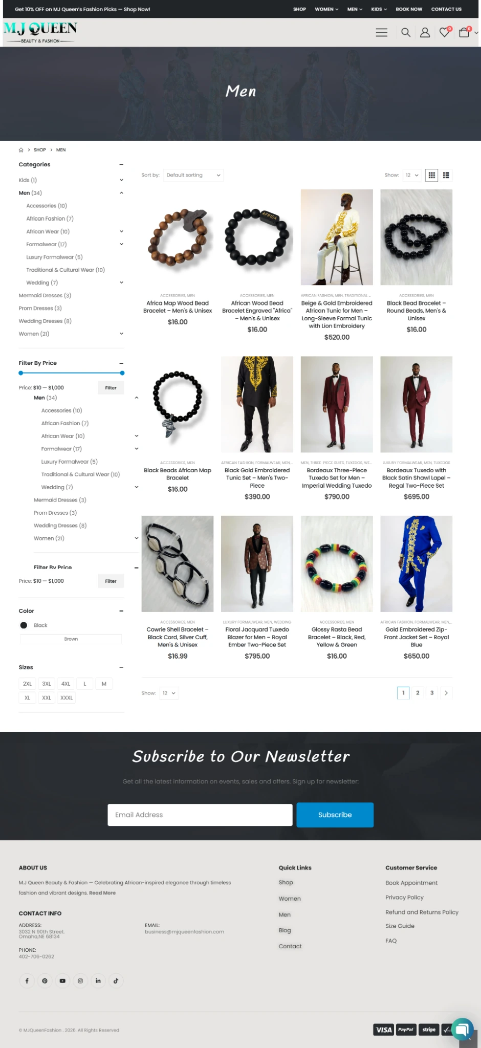 MJ Queen Fashion homepage