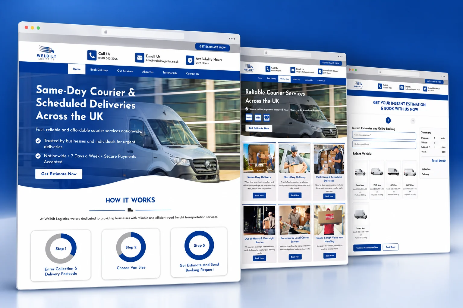 Welbilt Logistics presentation using supplied website screenshots
